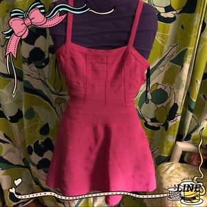 BEBE SMALL METAL TRIM FULL SKIRT DRESS